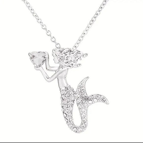 Jewelry - White Mermaid Cartoon Girl Necklace